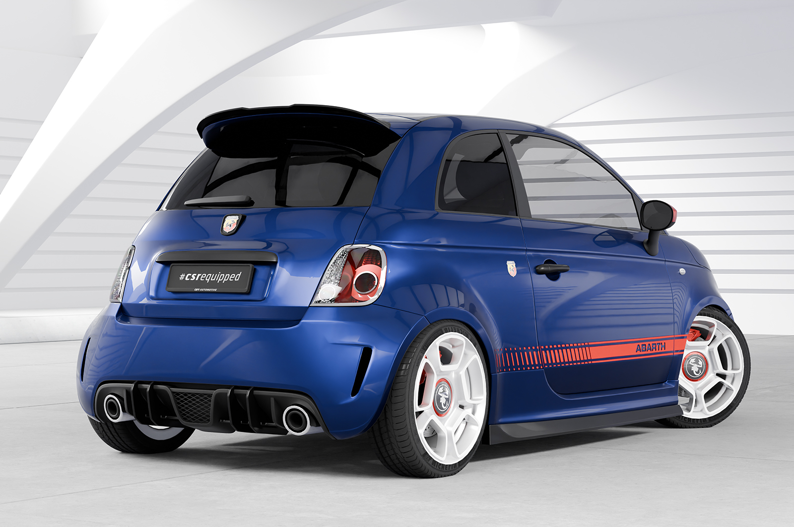 Diffuseur / Ajout de parechoc arrière pour Fiat Abarth 595 toutes carrosseries (08/2012-07/2016) - Fabriqué en ABS 10mm (à peindre ou polir)