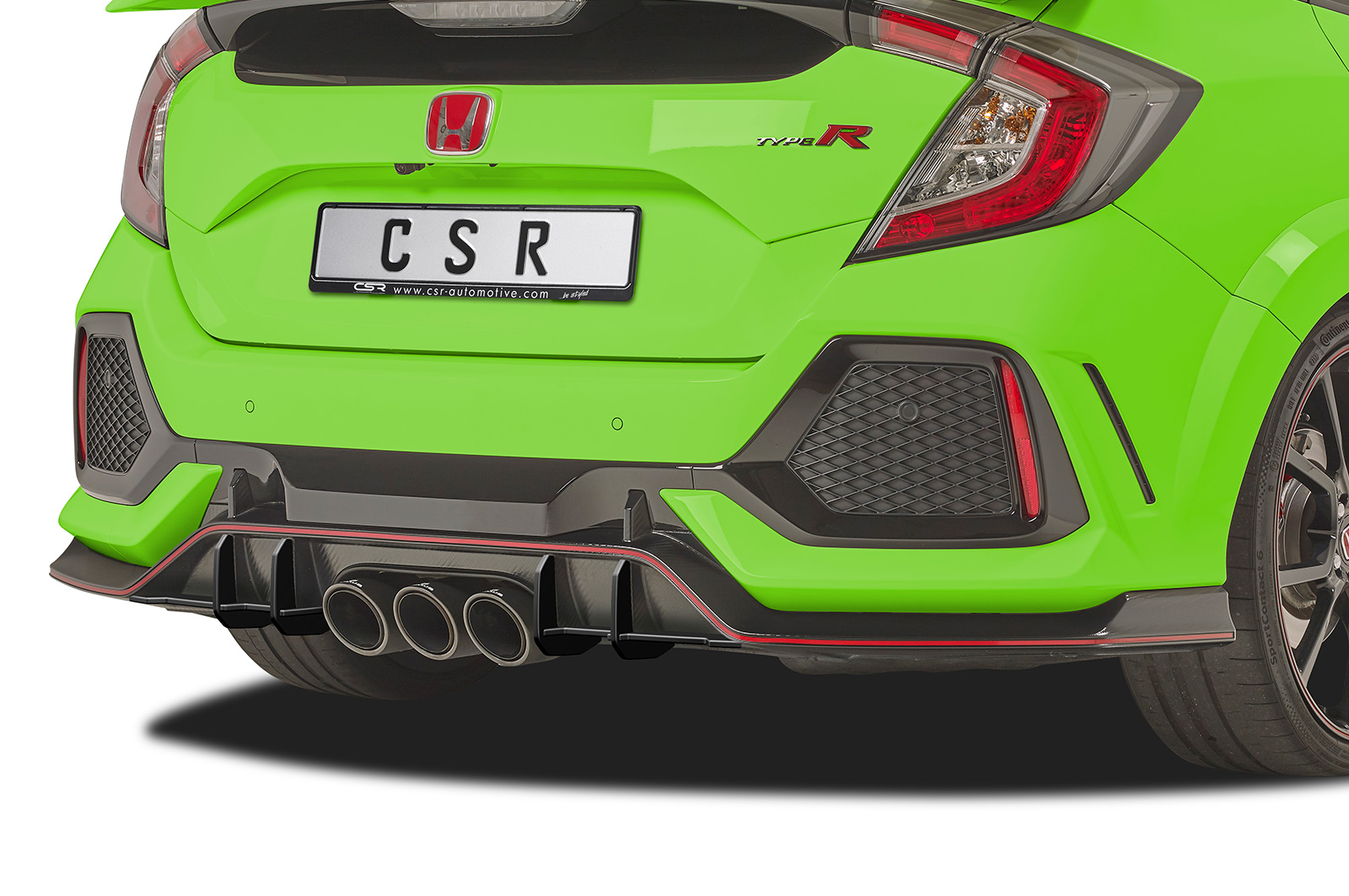 Diffuseur / Ajout de parechoc arrière pour Honda Civic FK8 Type R (depuis 2017) - Fabriqué en ABS 10mm (à peindre ou polir)
