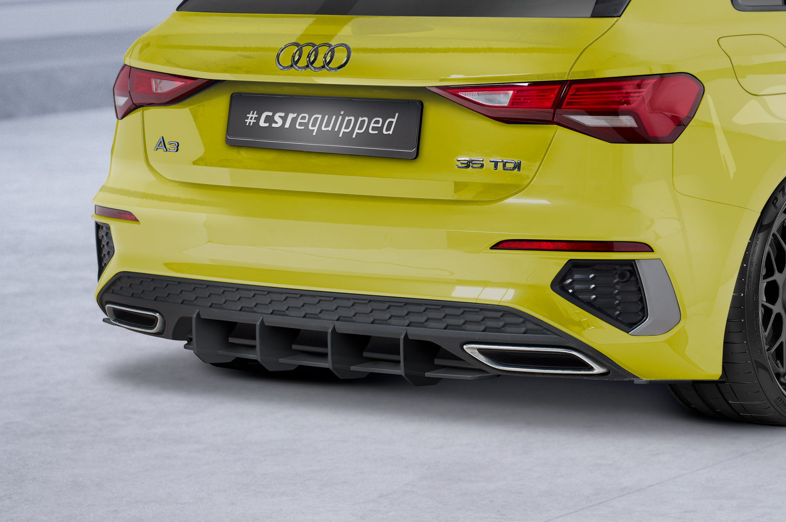 Diffuseur / Ajout de parechoc arrière pour Audi A3 8Y Sportback S-Line (depuis 2020) - Fabriqué en ABS 10mm (à peindre ou polir)