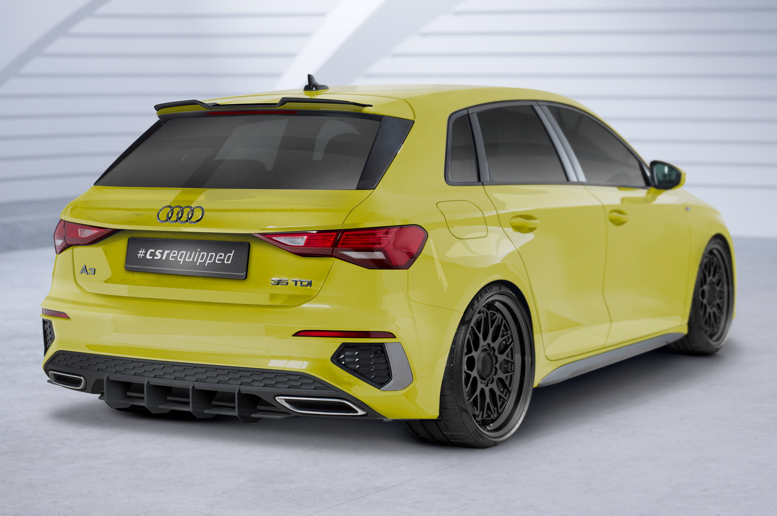 Diffuseur / Ajout de parechoc arrière pour Audi A3 8Y Sportback S-Line (depuis 2020) - Fabriqué en ABS 10mm (à peindre ou polir)