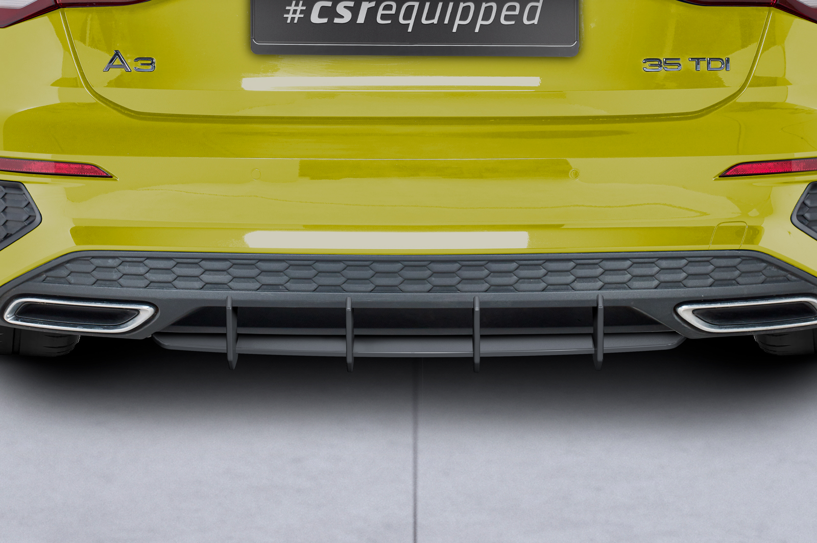 Diffuseur / Ajout de parechoc arrière pour Audi A3 8Y Sportback S-Line (depuis 2020) - Fabriqué en ABS 10mm (à peindre ou polir)