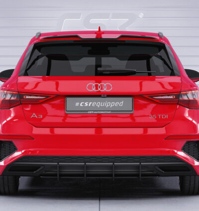Diffuseur / Ajout de parechoc arrière pour Audi A3 8Y Sportback S-Line (depuis 2020) - Fabriqué en ABS 10mm (à peindre ou polir)
