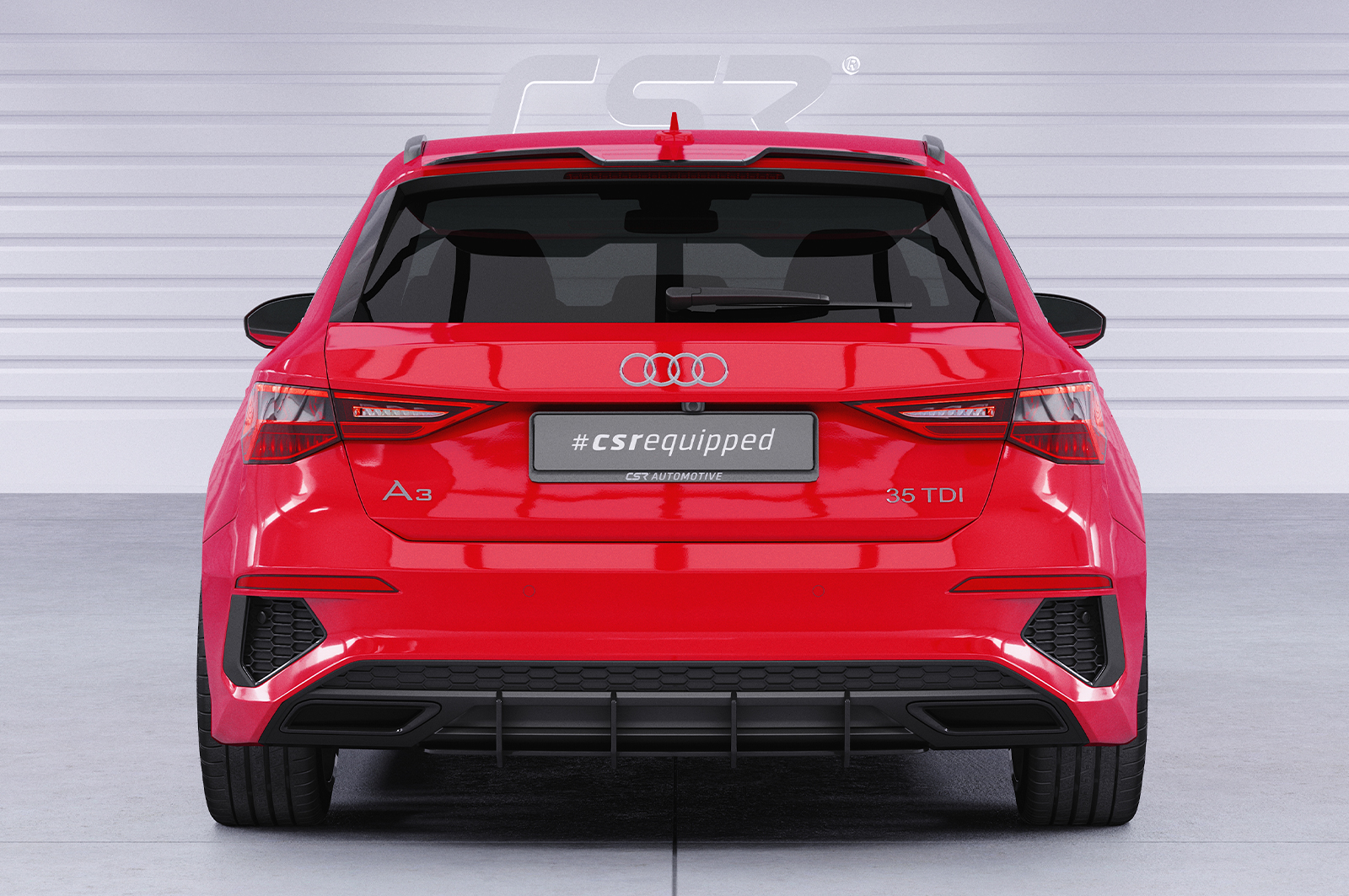 Diffuseur / Ajout de parechoc arrière pour Audi A3 8Y Sportback S-Line (depuis 2020) - Fabriqué en ABS 10mm (à peindre ou polir)