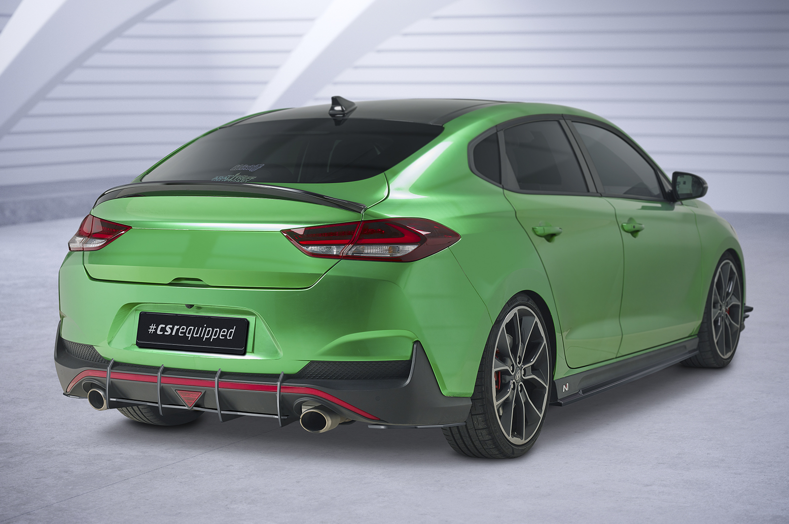Diffuseur / Ajout de parechoc arrière pour Hyundai i30N Fastback (depuis 2018) - Fabriqué en ABS 10mm (à peindre ou polir)