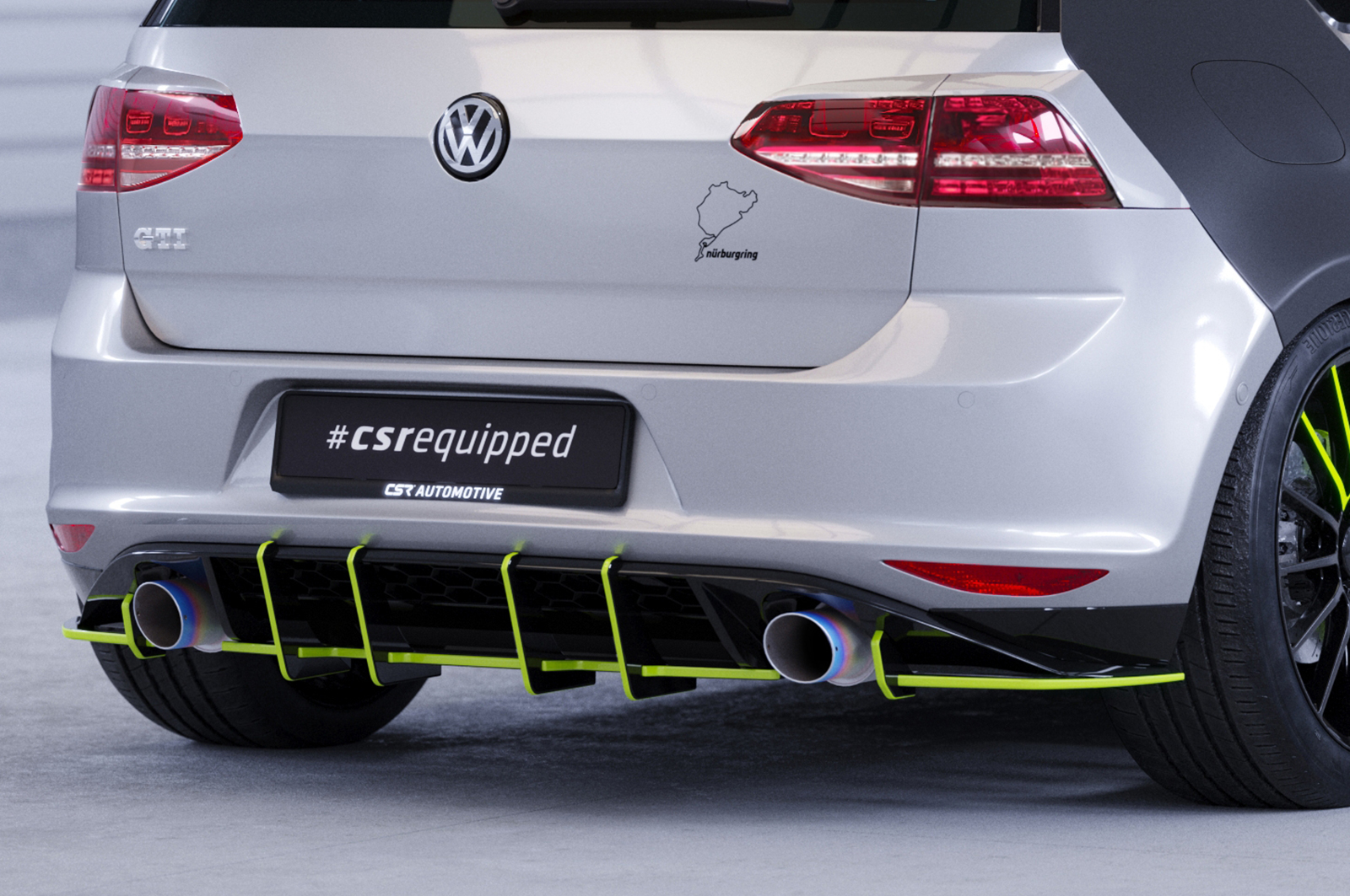 Diffuseur / Ajout de parechoc arrière pour VW Golf 7 (Typ AU) GTI (08/2012-02/2017) - Fabriqué en ABS 10mm (à peindre ou polir)