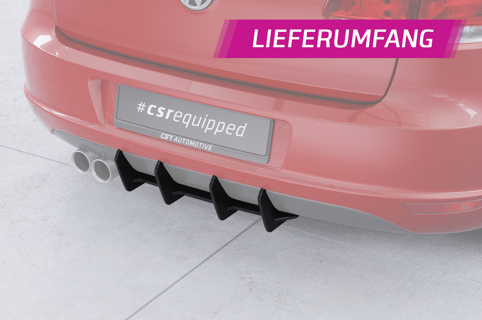 Diffuseur / Ajout de parechoc arrière pour VW Golf 6 (Typ 1K) finition de base (2008-2012) - Fabriqué en ABS 10mm (à peindre ou polir)