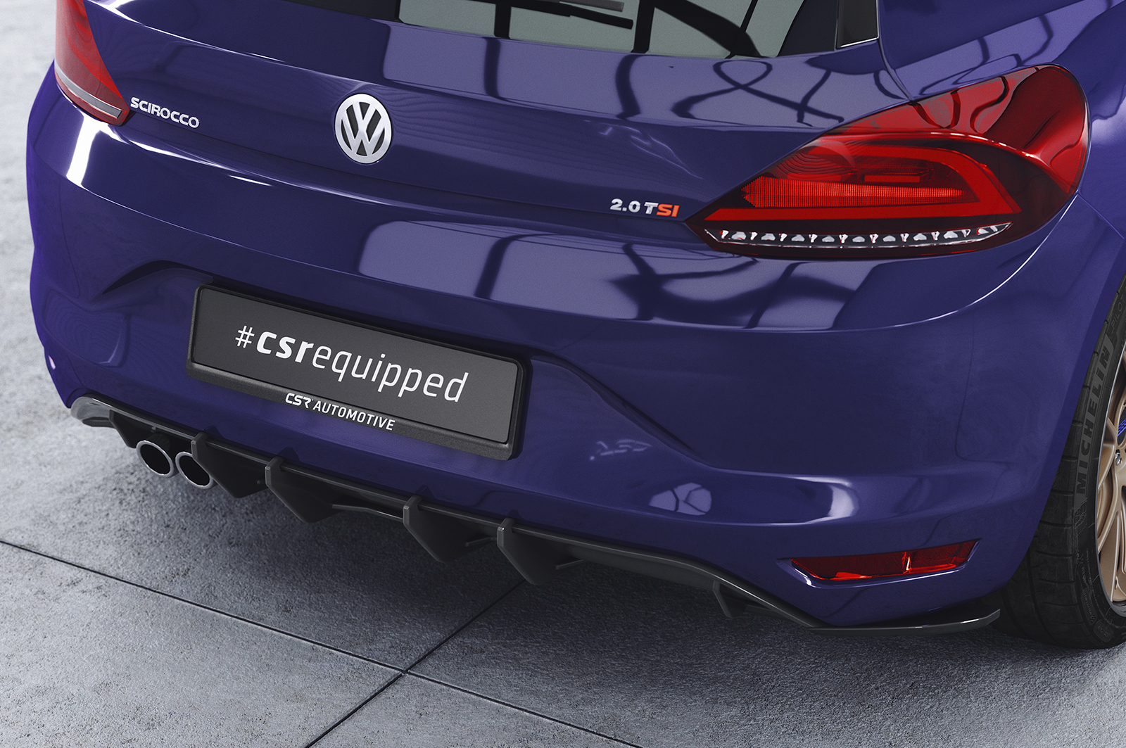 Diffuseur / Ajout de parechoc arrière pour VW Scirocco 3 finition de base (facelift) (2014-2017) - Fabriqué en ABS 10mm (à peindre ou polir)
