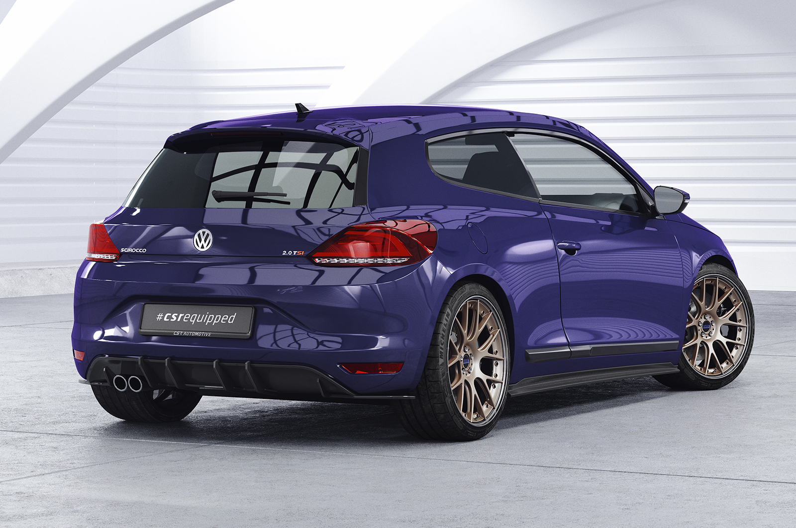Diffuseur / Ajout de parechoc arrière pour VW Scirocco 3 finition de base (facelift) (2014-2017) - Fabriqué en ABS 10mm (à peindre ou polir)