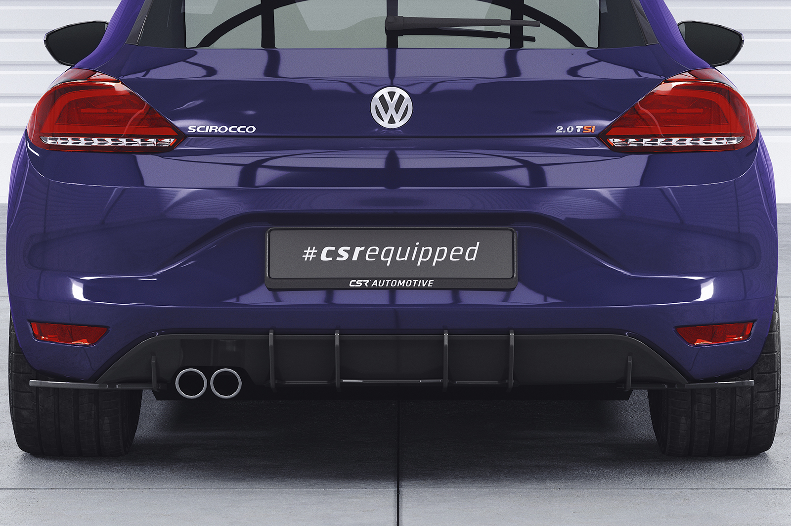 Diffuseur / Ajout de parechoc arrière pour VW Scirocco 3 finition de base (facelift) (2014-2017) - Fabriqué en ABS 10mm (à peindre ou polir)