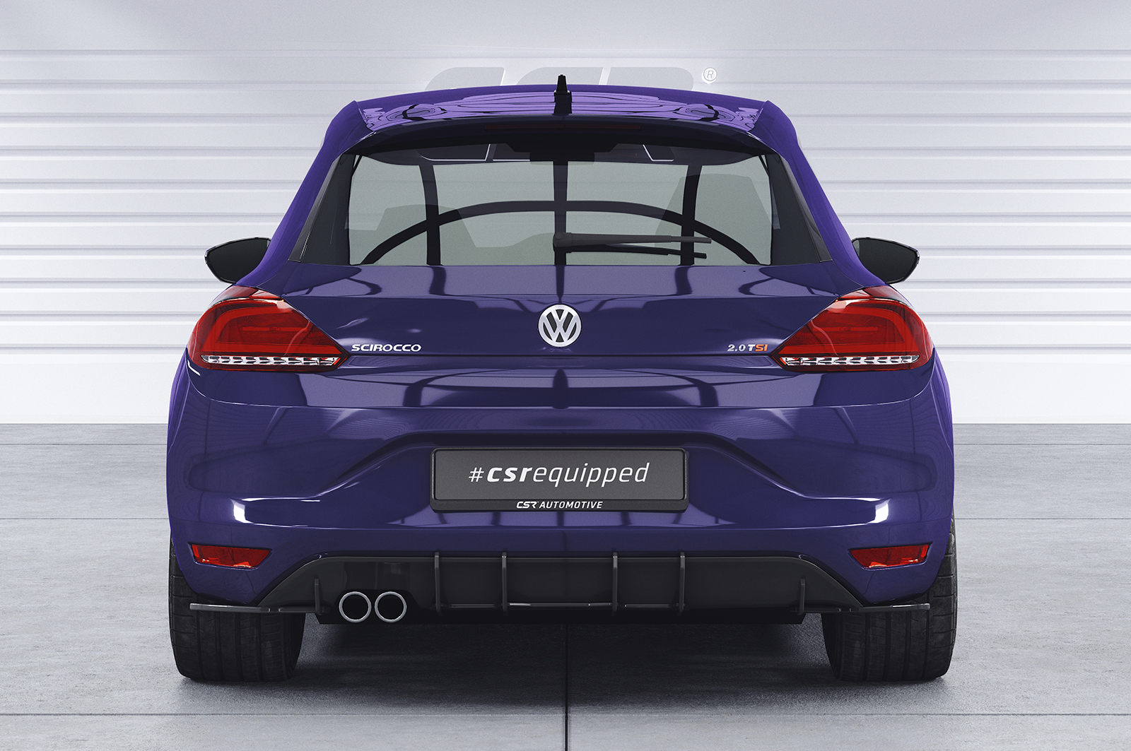 Diffuseur / Ajout de parechoc arrière pour VW Scirocco 3 finition de base (facelift) (2014-2017) - Fabriqué en ABS 10mm (à peindre ou polir)