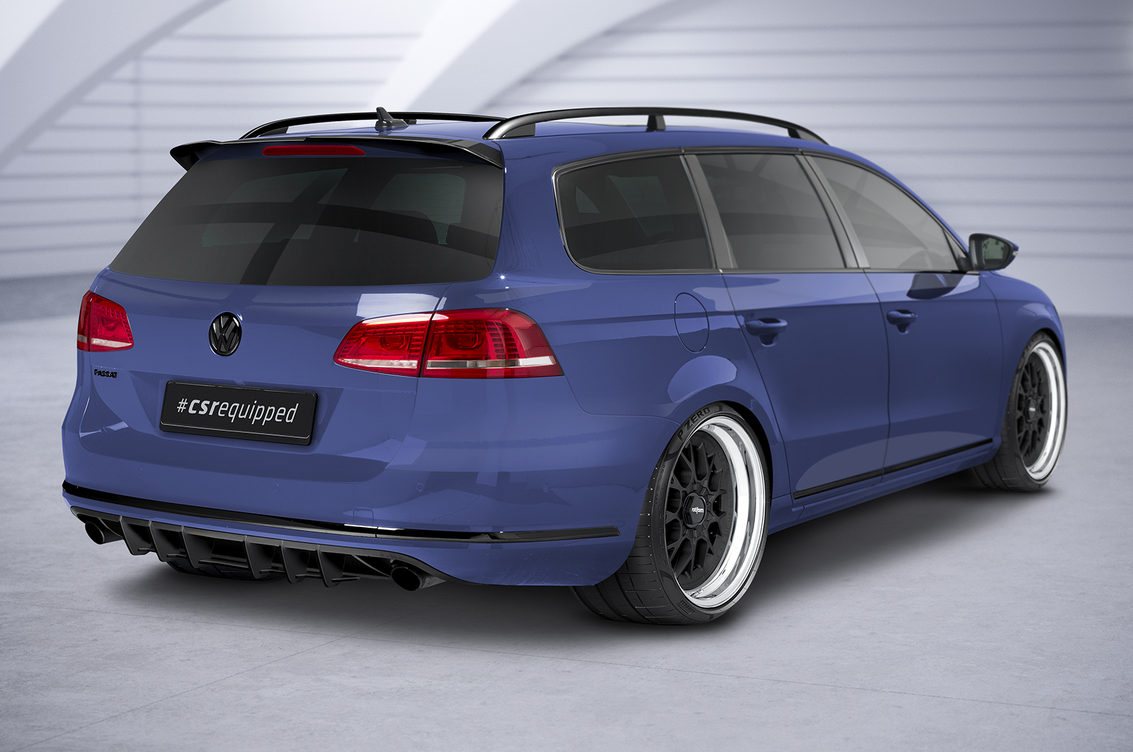 Diffuseur / Ajout de parechoc arrière pour VW Passat B7 Typ 3C break finition de base (08/2010-10/2014) - Fabriqué en ABS 10mm (à peindre ou polir)