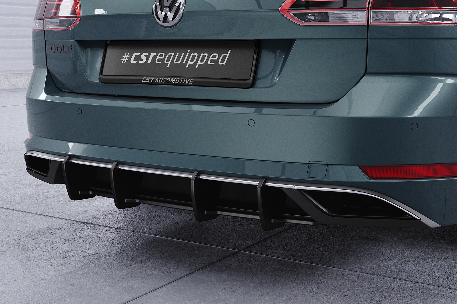 Diffuseur / Ajout de parechoc arrière pour VW Golf 7 (Typ AU) break finition de base (facelift) (2017-2020) - Fabriqué en ABS 10mm (à peindre ou polir)
