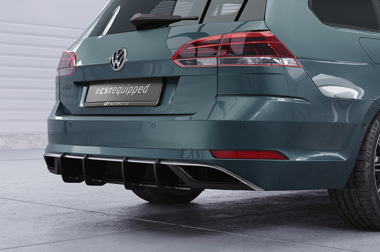 Diffuseur / Ajout de parechoc arrière pour VW Golf 7 (Typ AU) break finition de base (facelift) (2017-2020) - Fabriqué en ABS 10mm (à peindre ou polir)