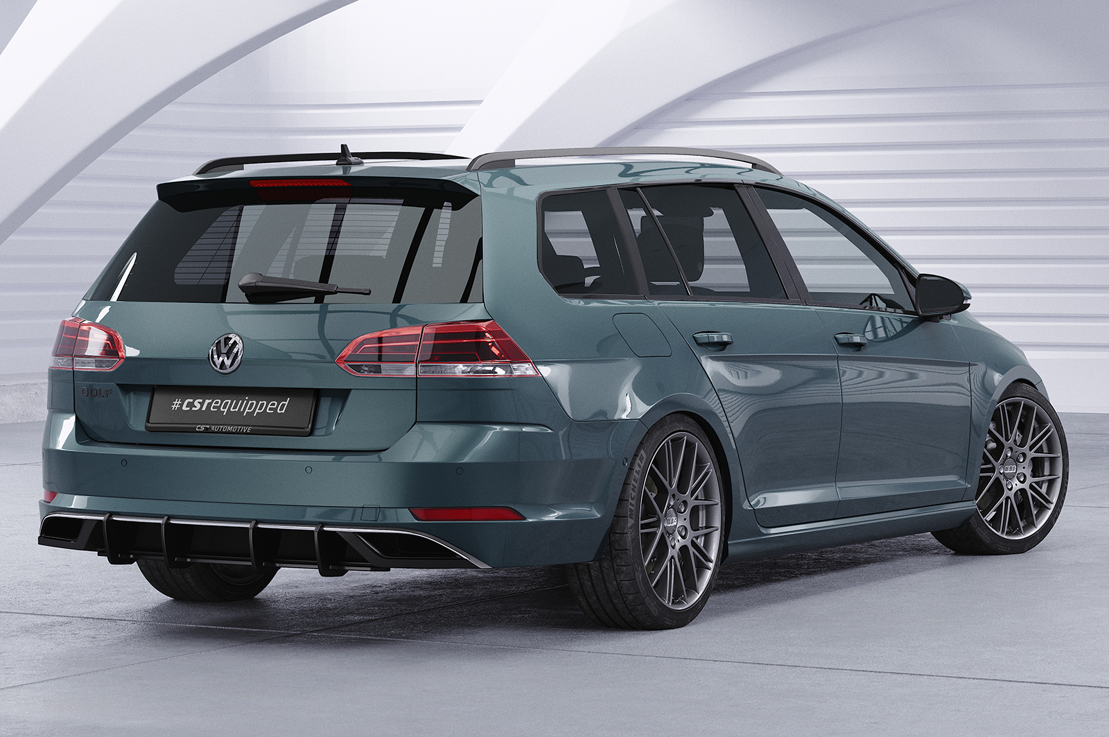 Diffuseur / Ajout de parechoc arrière pour VW Golf 7 (Typ AU) break finition de base (facelift) (2017-2020) - Fabriqué en ABS 10mm (à peindre ou polir)