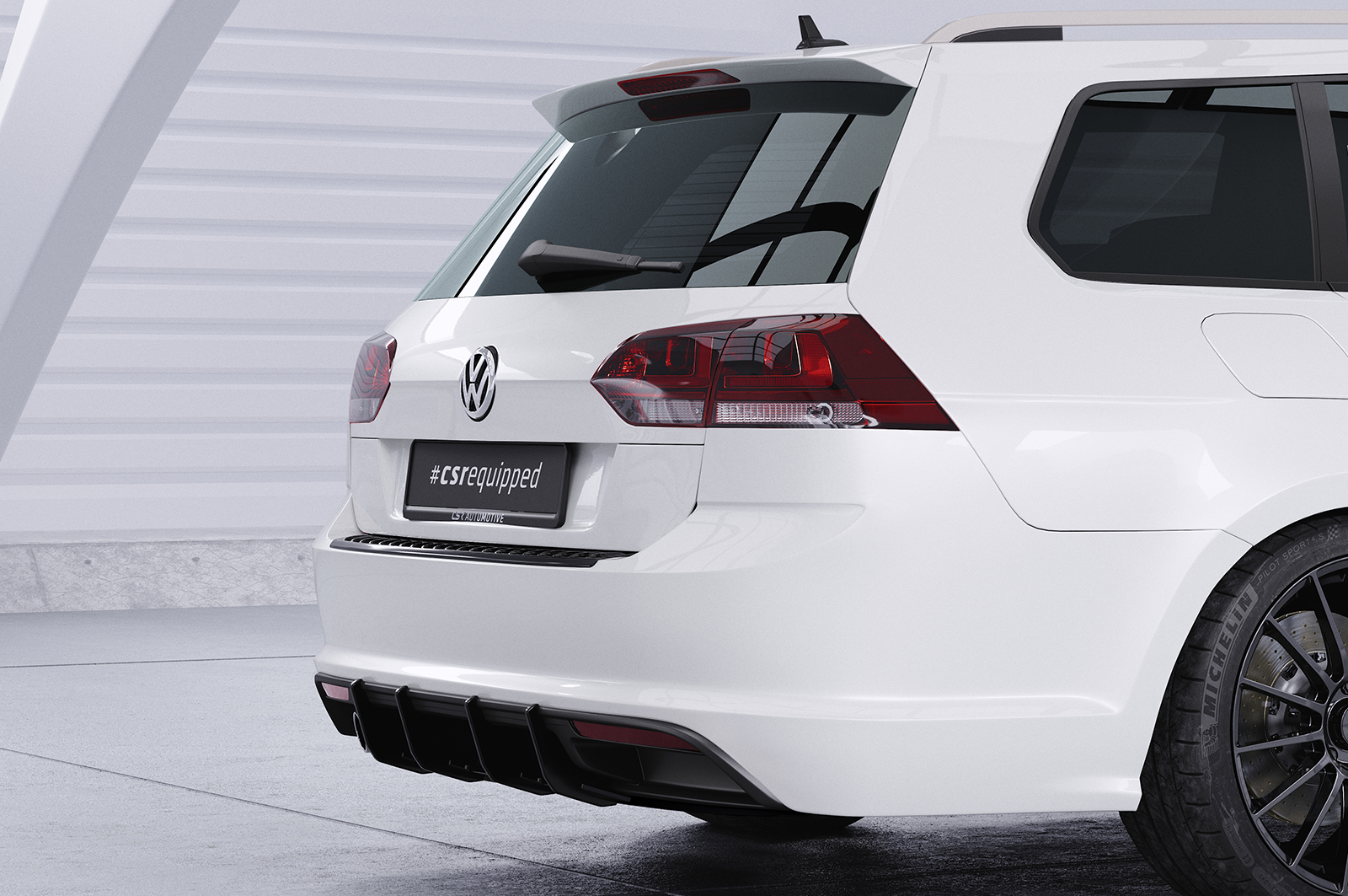 Diffuseur / Ajout de parechoc arrière pour VW Golf 7 (Typ AU) GTD break (facelift) (2017-2020) - Fabriqué en ABS 10mm (à peindre ou polir)