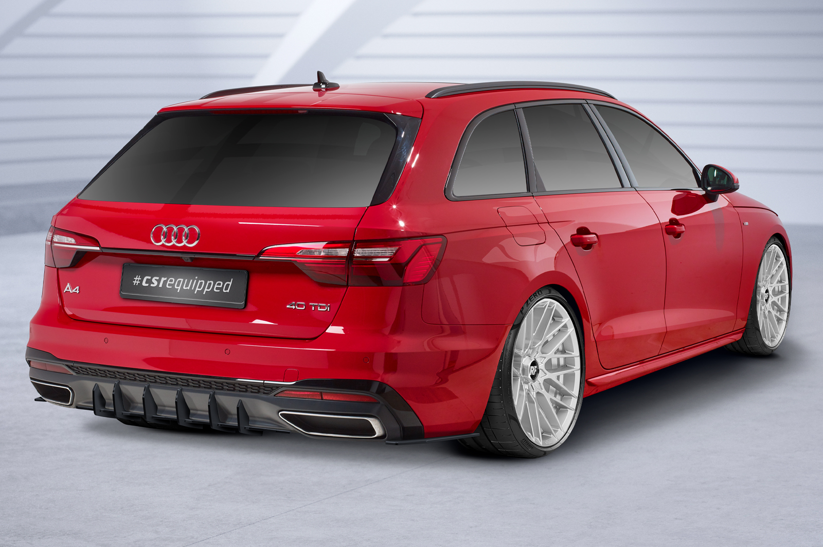 Diffuseur / Ajout de parechoc arrière pour Audi A4 B9 (Typ 8W) Avant S-Line (facelift) (depuis 2019) - Fabriqué en ABS 10mm (à peindre ou polir)