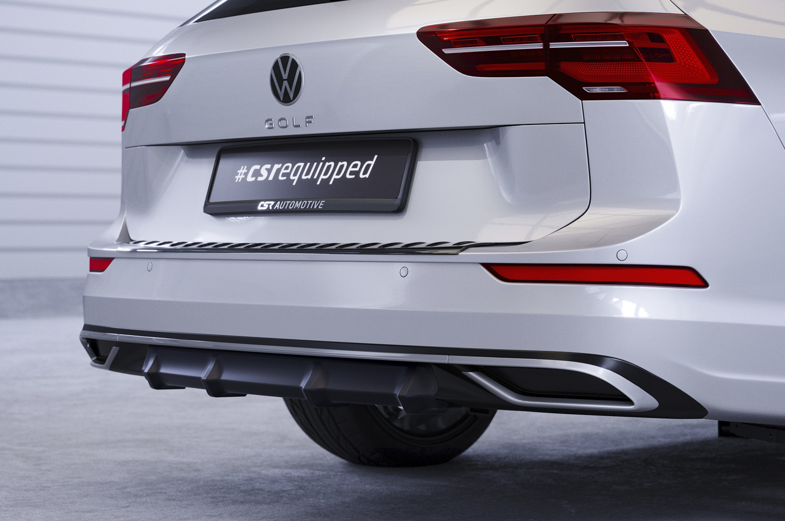 Diffuseur / Ajout de parechoc arrière pour VW Golf 8 (Typ CD) break finition de base / Style / Life / Active (depuis 2020) - Fabriqué en ABS (6 finitions au choix)