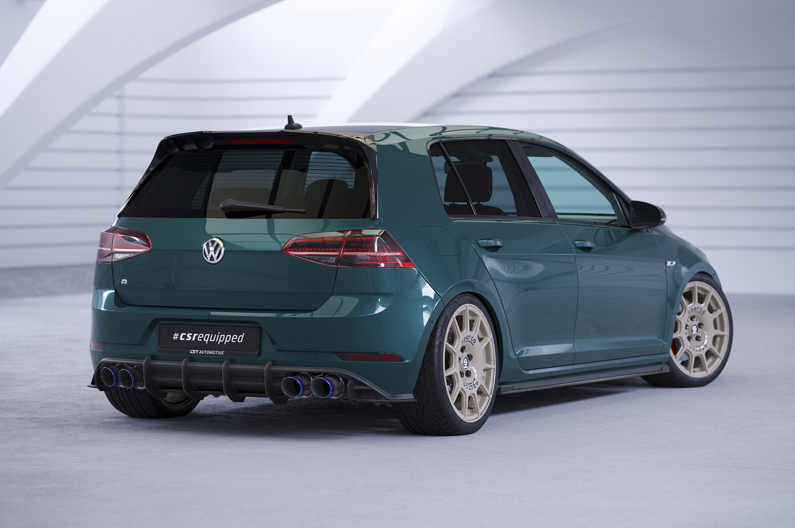 Diffuseur / Ajout de parechoc arrière pour VW Golf 7 (Typ AU) R (facelift) (2017-2019) - Fabriqué en ABS 10mm (à peindre ou polir)