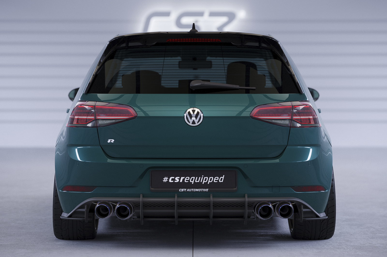Diffuseur / Ajout de parechoc arrière pour VW Golf 7 (Typ AU) R (facelift) (2017-2019) - Fabriqué en ABS 10mm (à peindre ou polir)