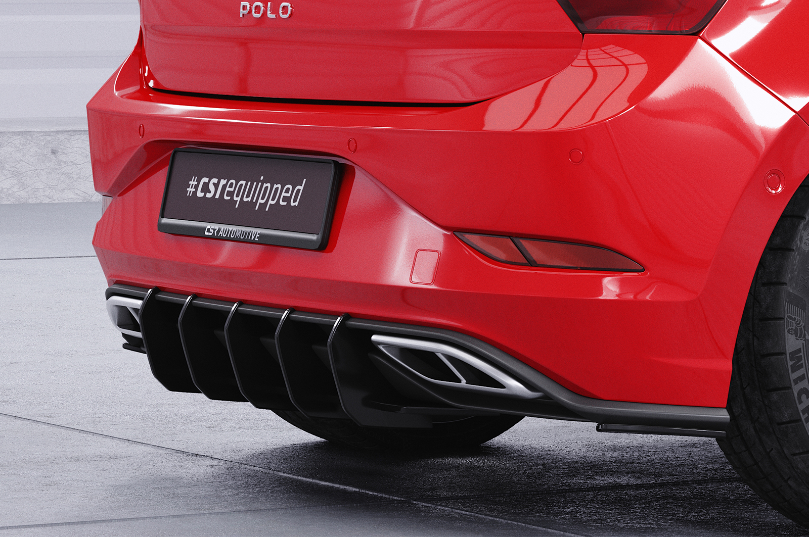 Diffuseur / Ajout de parechoc arrière pour VW Polo 6 2G (Typ AW) R-Line (facelift) (depuis 2021) - Fabriqué en ABS 10mm (à peindre ou polir)