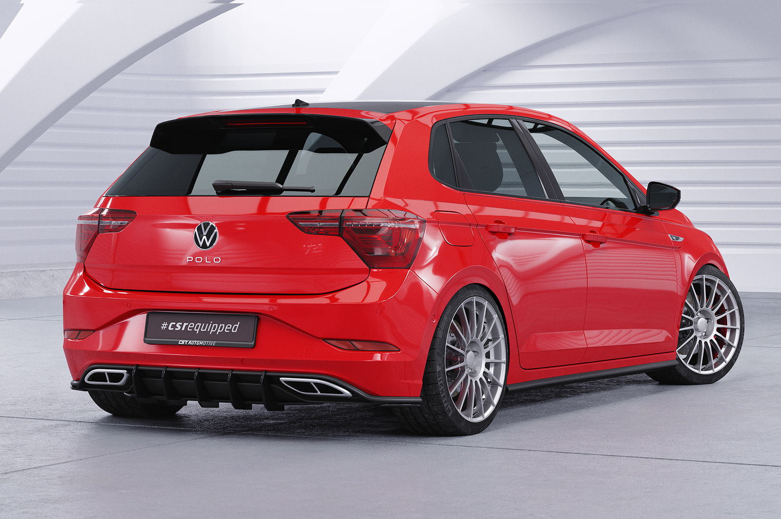 Diffuseur / Ajout de parechoc arrière pour VW Polo 6 2G (Typ AW) R-Line (facelift) (depuis 2021) - Fabriqué en ABS 10mm (à peindre ou polir)