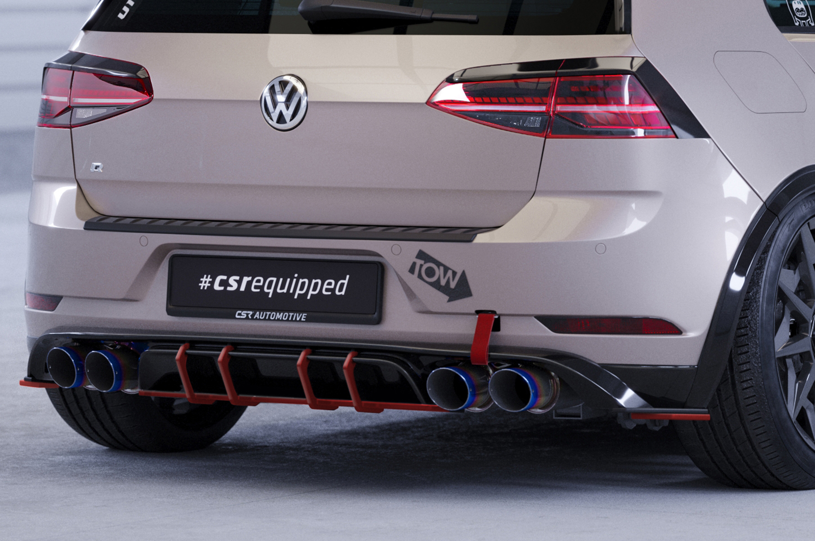 Diffuseur / Ajout de parechoc arrière pour VW Golf 7 (Typ AU) R (facelift) (2017-2019) - Fabriqué en ABS 10mm (à peindre ou polir)