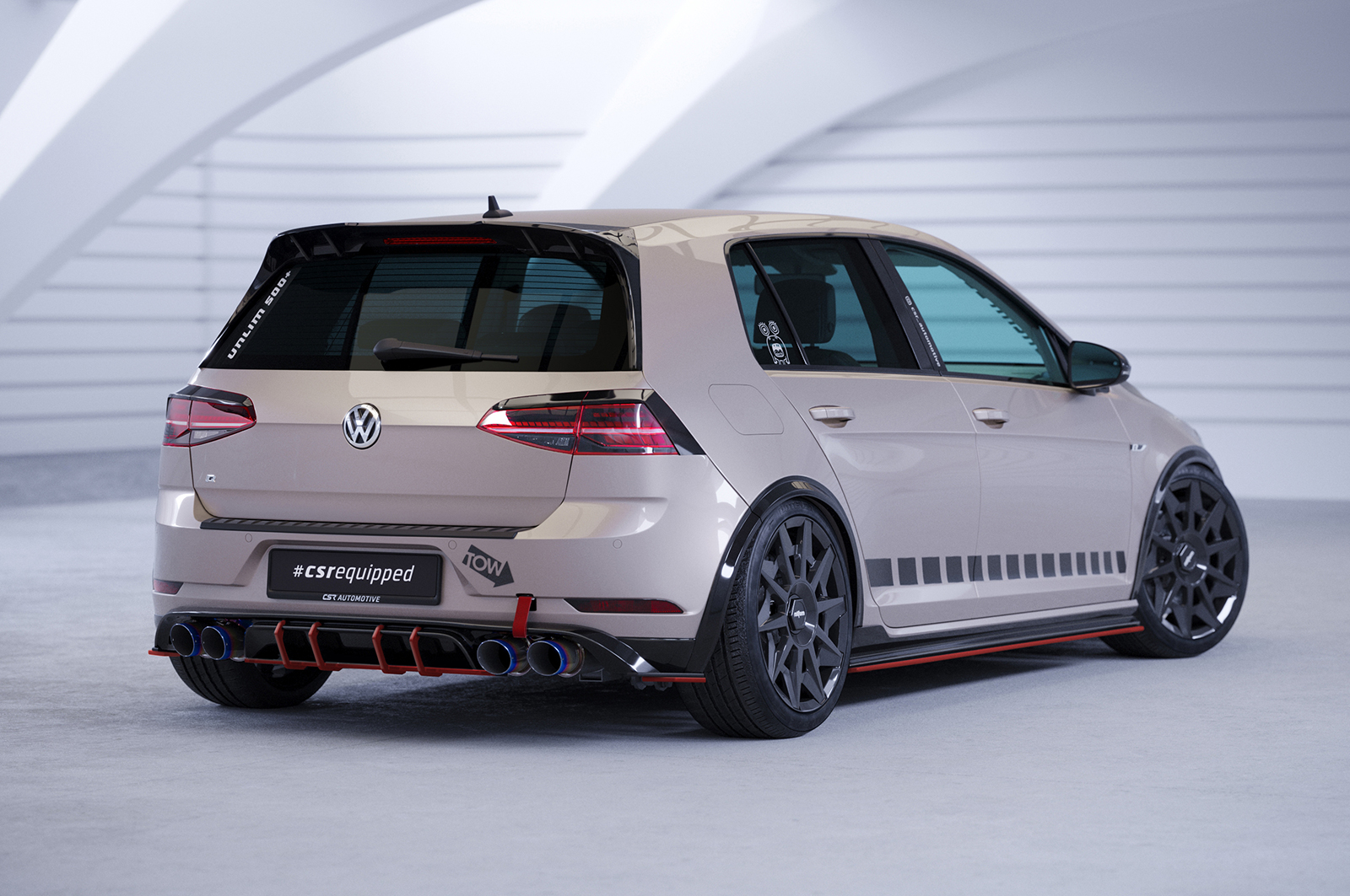 Diffuseur / Ajout de parechoc arrière pour VW Golf 7 (Typ AU) R (facelift) (2017-2019) - Fabriqué en ABS 10mm (à peindre ou polir)