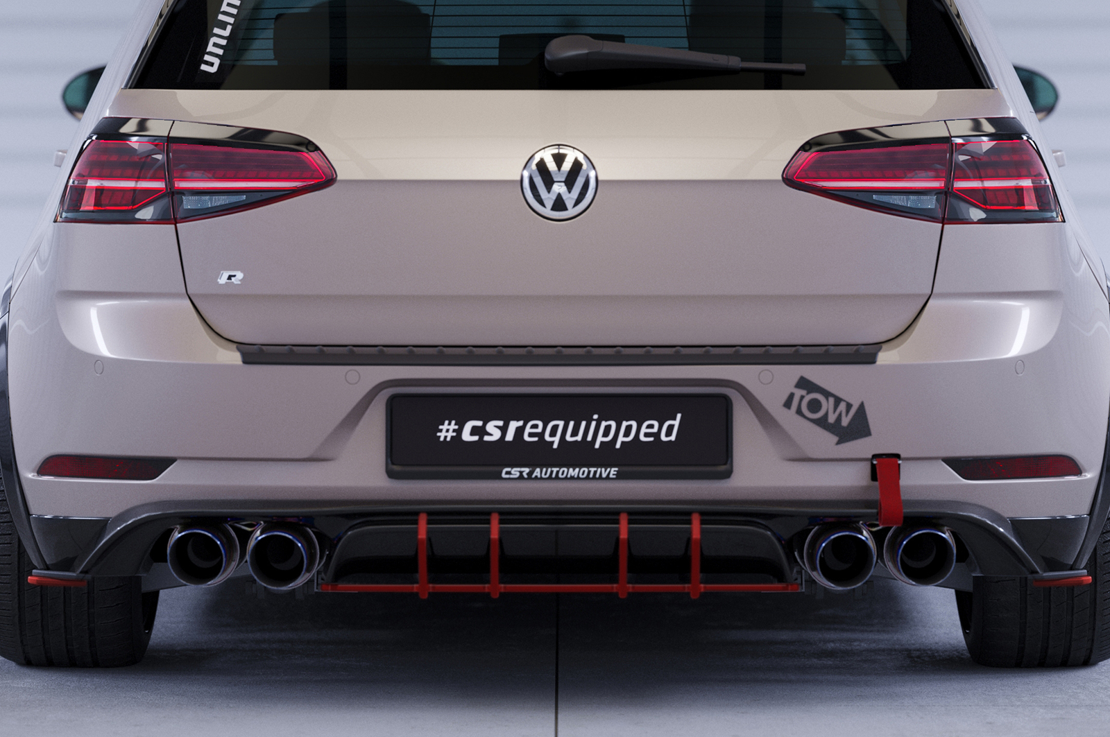 Diffuseur / Ajout de parechoc arrière pour VW Golf 7 (Typ AU) R (facelift) (2017-2019) - Fabriqué en ABS 10mm (à peindre ou polir)