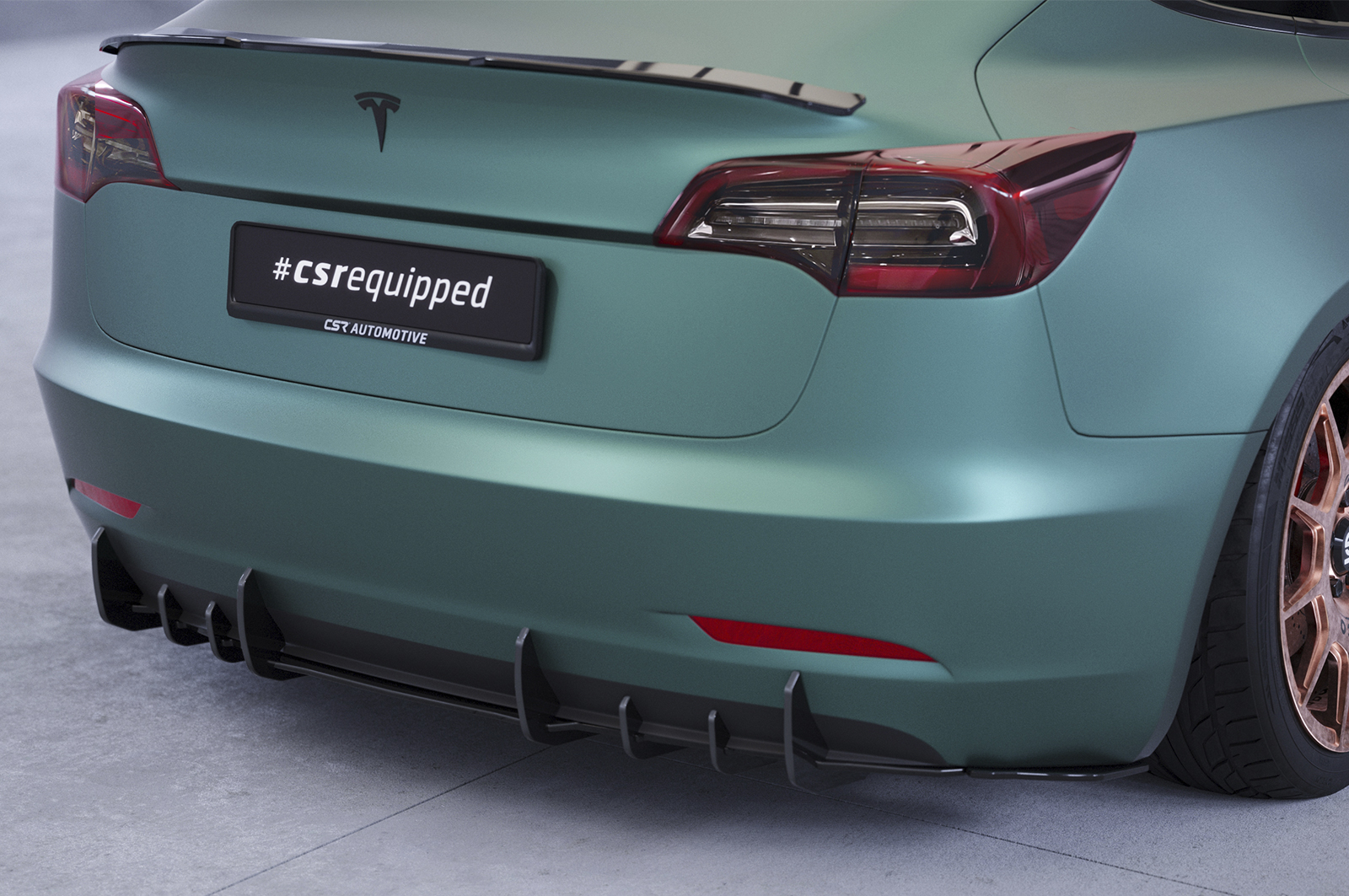 Diffuseur / Ajout de parechoc arrière pour Tesla Model 3 toutes carrosseries (depuis 2017) - Fabriqué en ABS 10mm (à peindre ou polir)