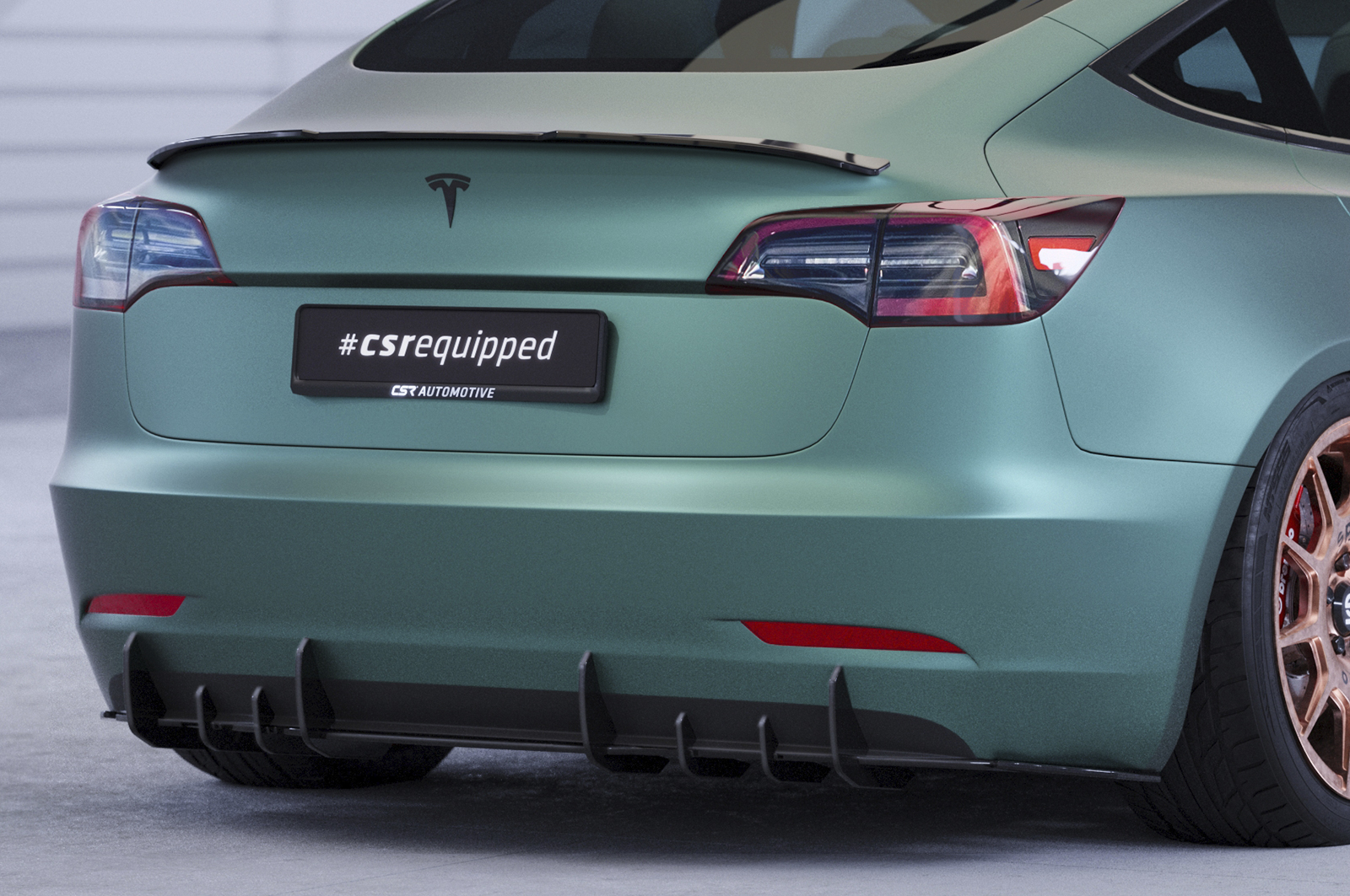 Diffuseur / Ajout de parechoc arrière pour Tesla Model 3 toutes carrosseries (depuis 2017) - Fabriqué en ABS 10mm (à peindre ou polir)