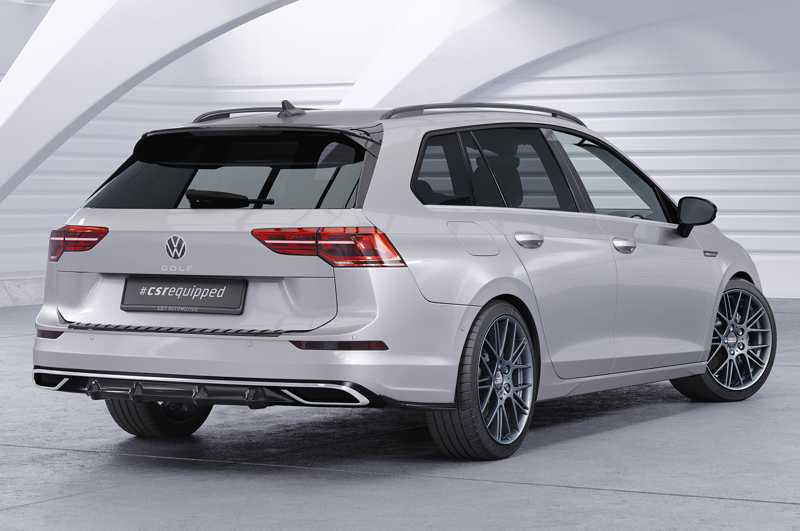 Diffuseur / Ajout de parechoc arrière pour VW Golf 8 (Typ CD) break finition de base / Style / Life / Active (depuis 2020) - Fabriqué en ABS (6 finitions au choix)