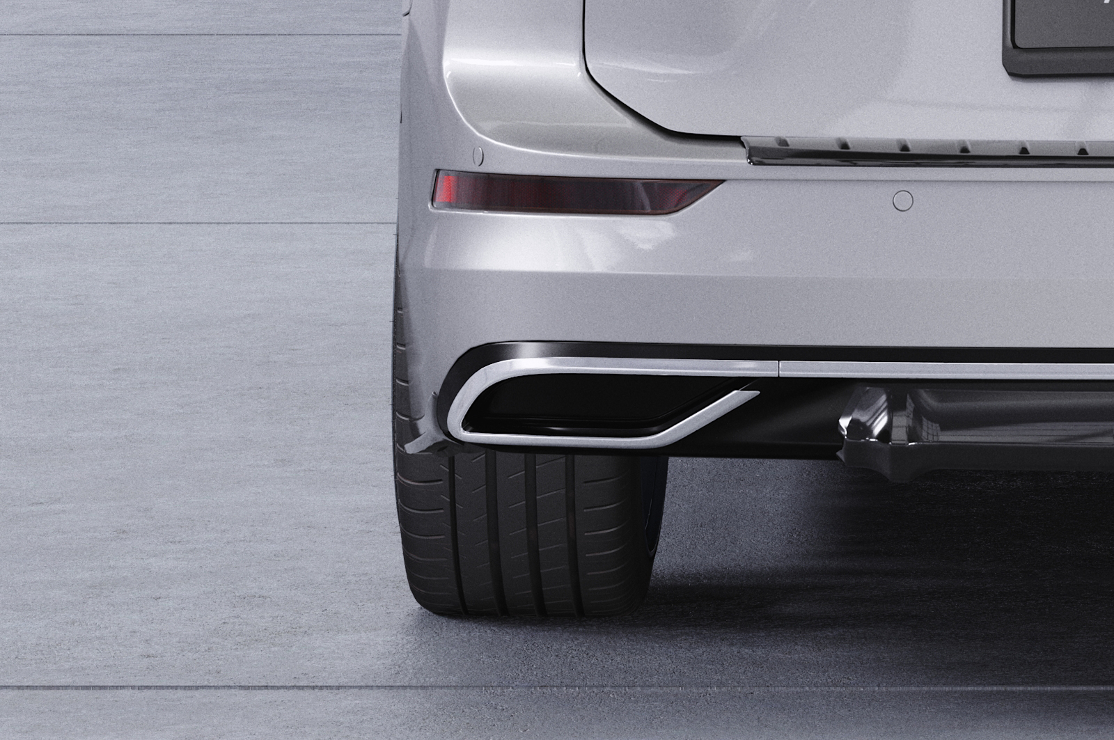 Diffuseur / Ajout de parechoc arrière pour VW Golf 8 (Typ CD) break finition de base / Style / Life / Active (depuis 2020) - Fabriqué en ABS (6 finitions au choix)