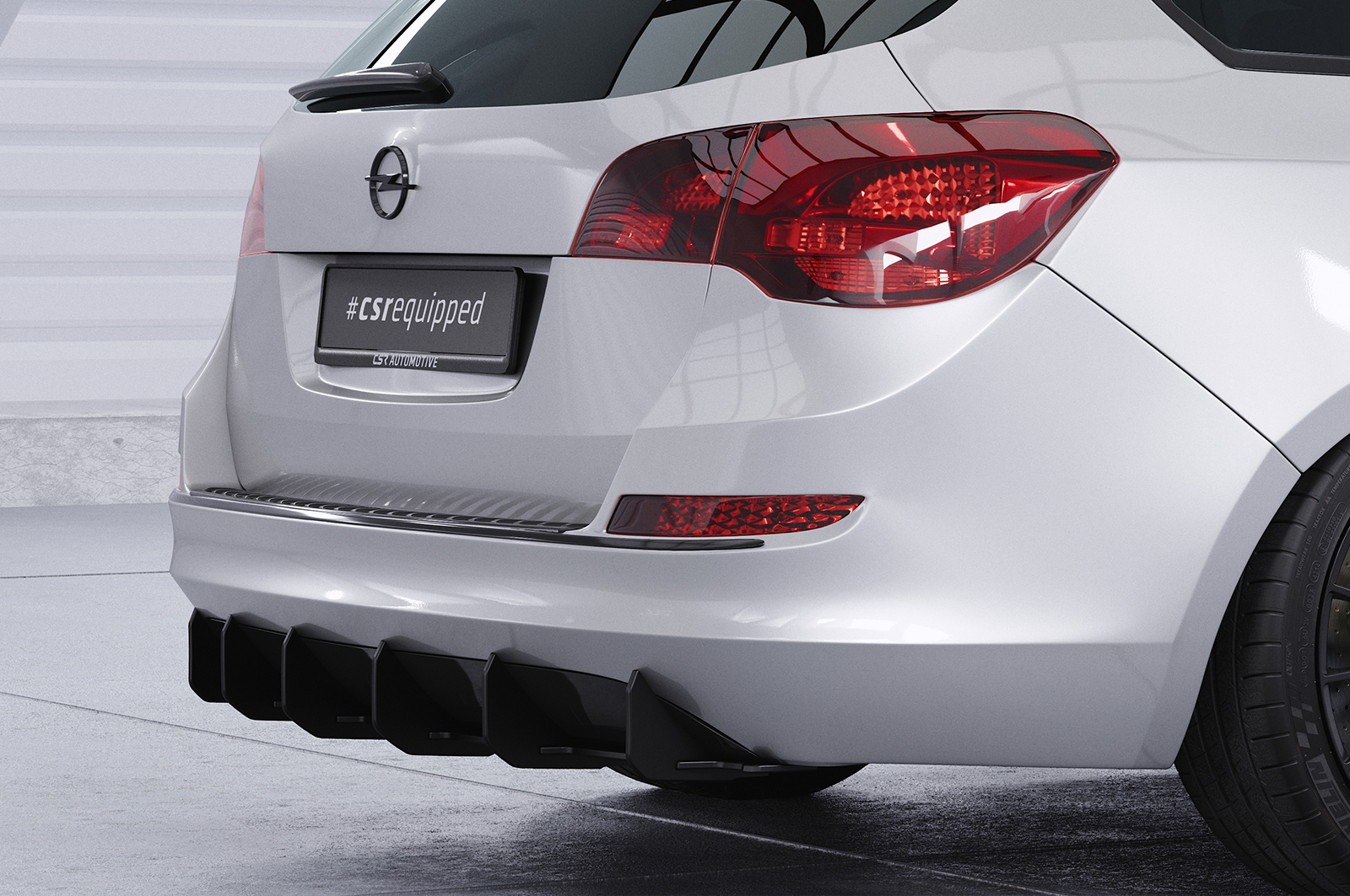 Diffuseur / Ajout de parechoc arrière pour Opel Astra J Sports Tourer / sauf OPC-Line (11/2010-09/2015) - Fabriqué en ABS 10mm (à peindre ou polir)