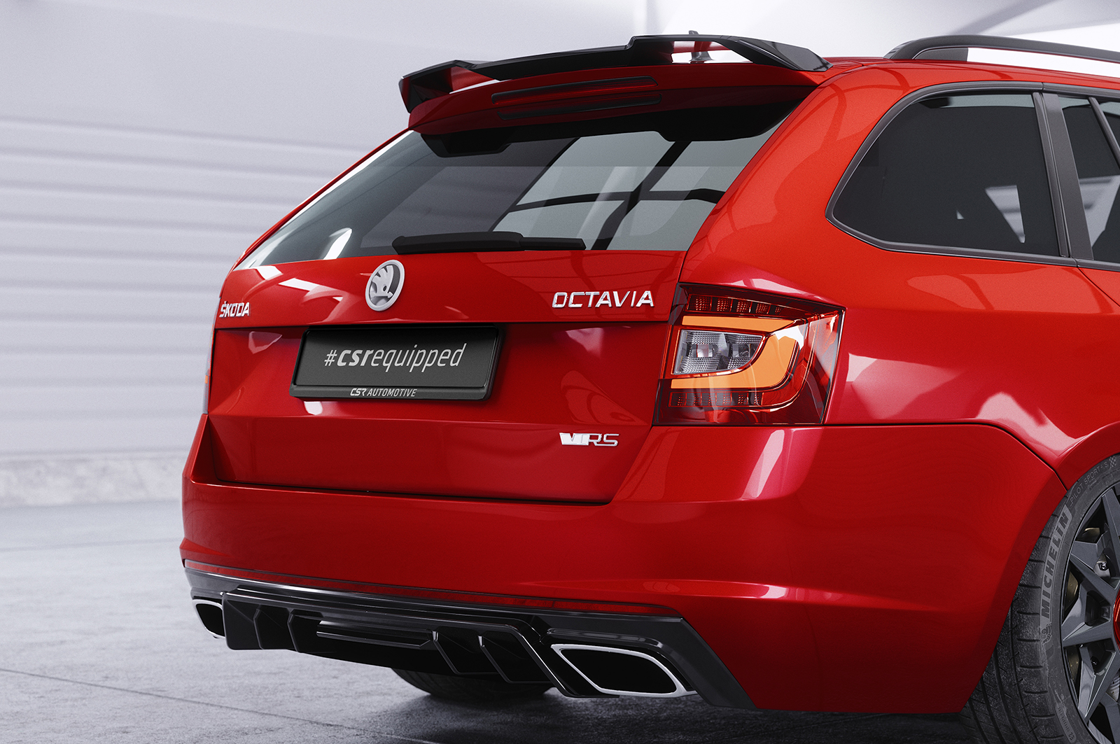 Diffuseur / Ajout de parechoc arrière pour Skoda Octavia 3 Typ 5E RS (break et berline) (2013-2019) - Fabriqué en ABS (6 finitions au choix)
