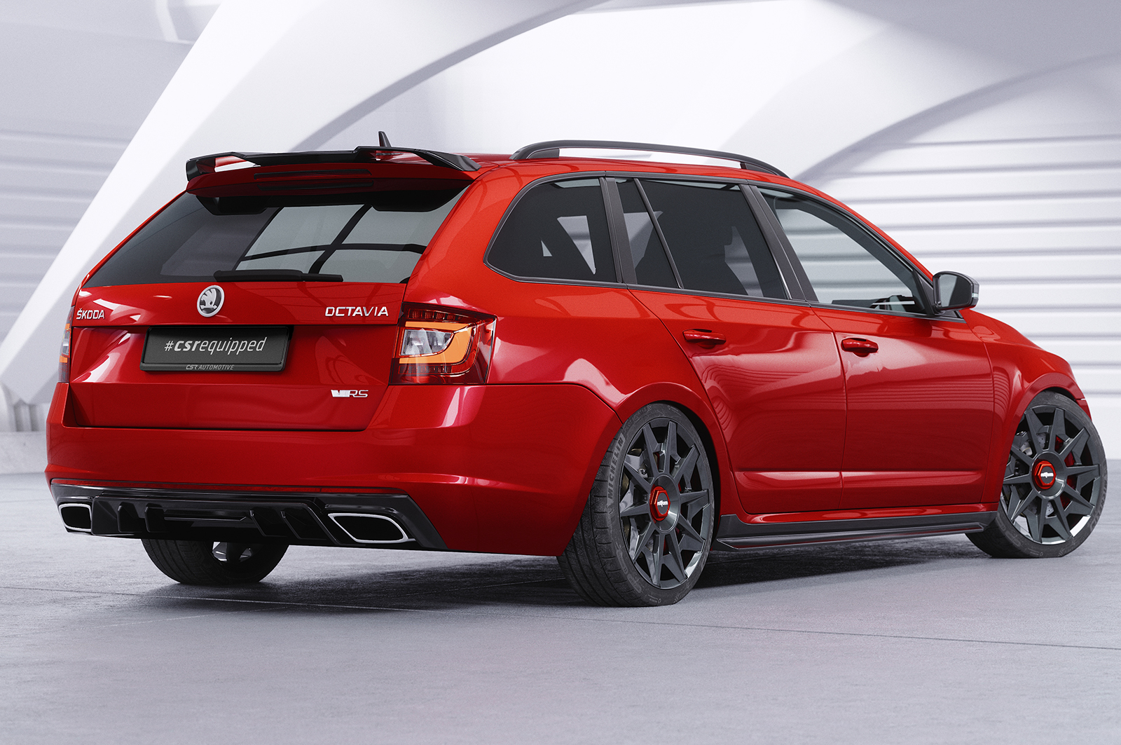 Diffuseur / Ajout de parechoc arrière pour Skoda Octavia 3 Typ 5E RS (break et berline) (2013-2019) - Fabriqué en ABS (6 finitions au choix)