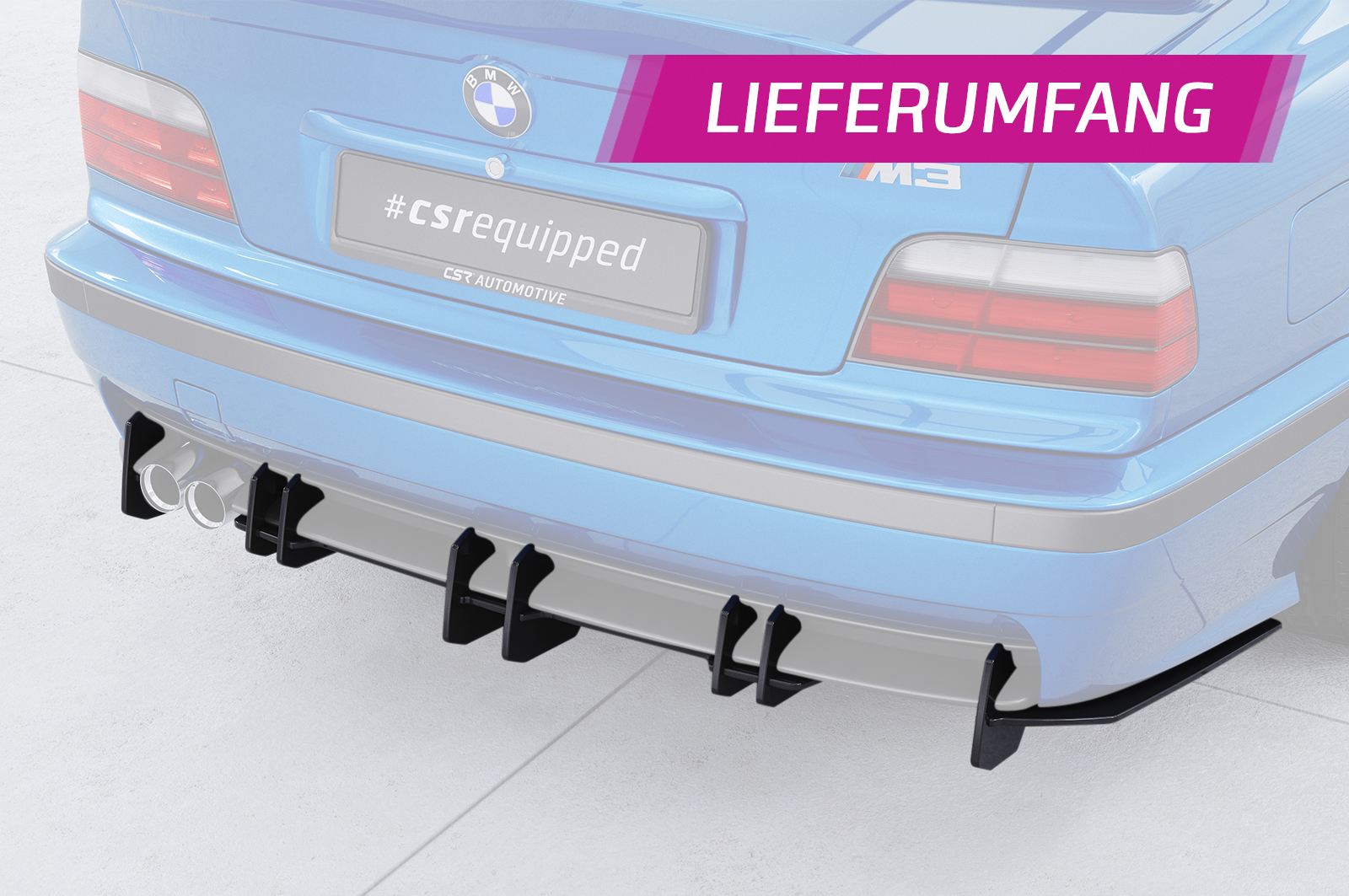 Diffuseur / Ajout de parechoc arrière pour BMW Série 3 E36 M-Pakte - coupé / cabriolet / berline et break (1992 -1998) - Fabriqué en ABS 10mm (à peindre ou polir)