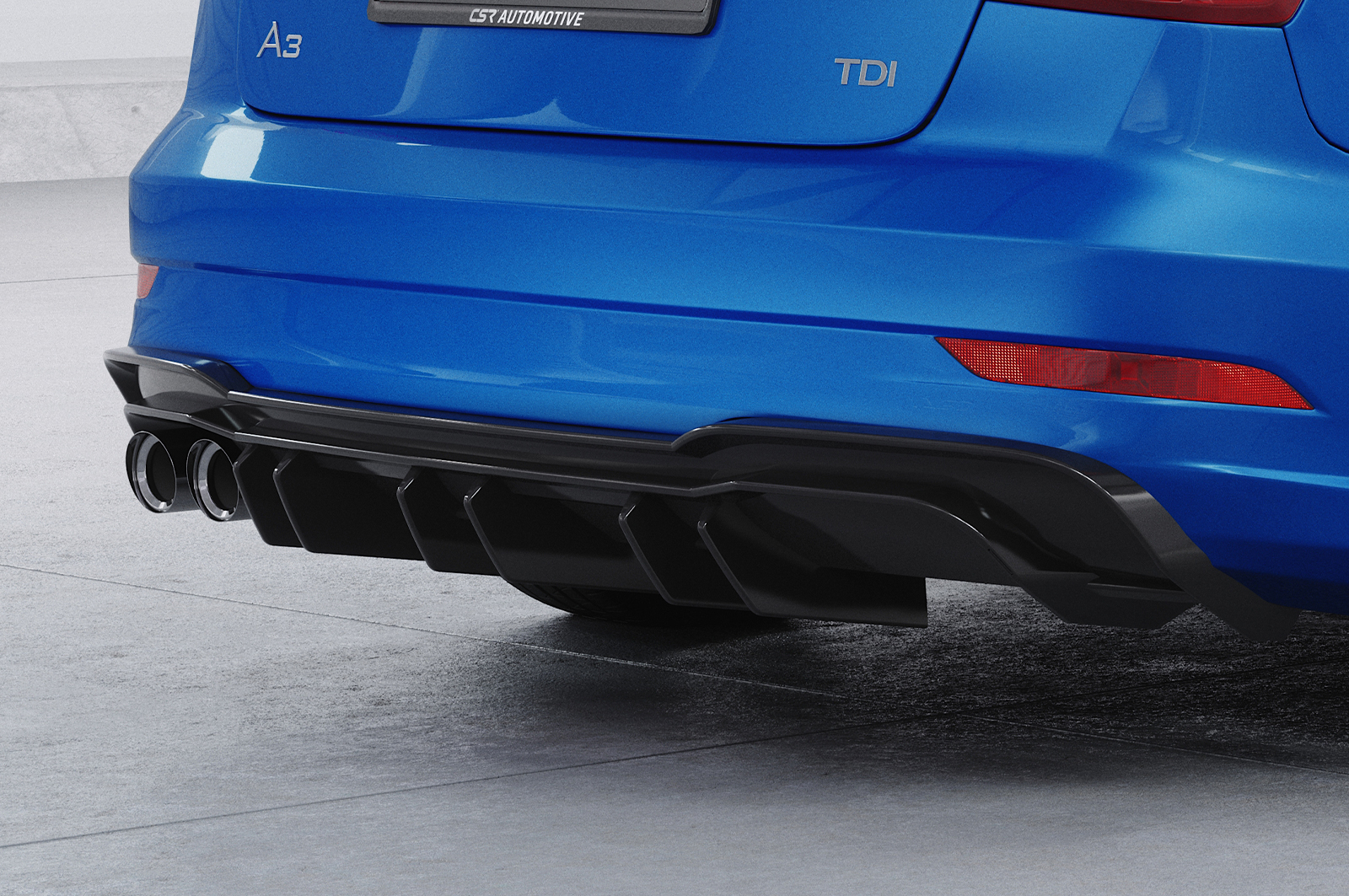 Diffuseur / Ajout de parechoc arrière pour Audi A3 8V berline et cabriolet (S-Line) (2017-2020) - Fabriqué en ABS (6 finitions au choix)