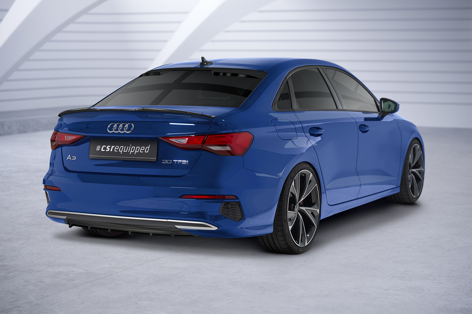 Diffuseur / Ajout de parechoc arrière pour Audi A3 8Y berline (finition de base et advanced) (depuis 2020) - Fabriqué en ABS (6 finitions au choix)