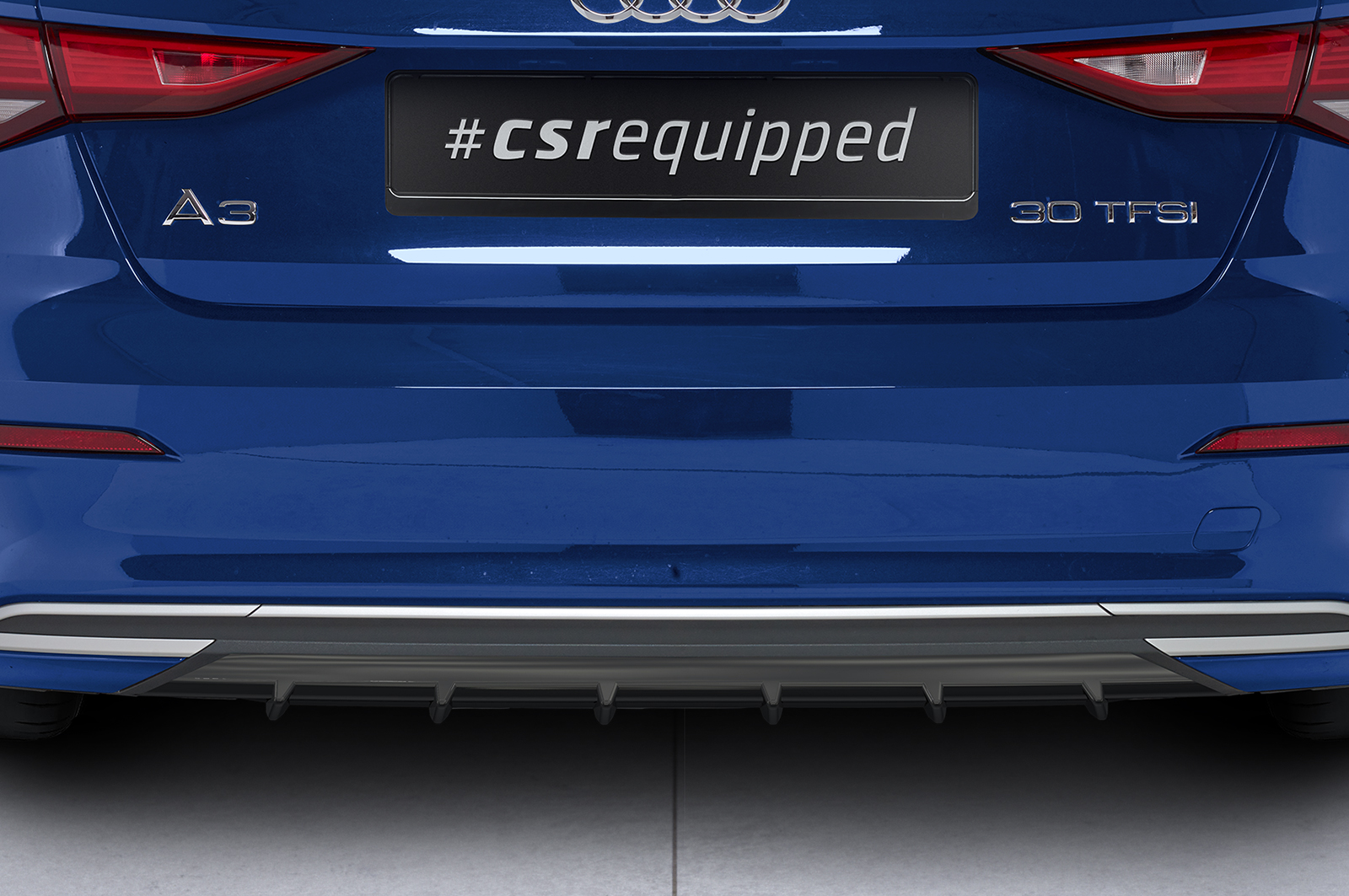 Diffuseur / Ajout de parechoc arrière pour Audi A3 8Y berline (finition de base et advanced) (depuis 2020) - Fabriqué en ABS (6 finitions au choix)