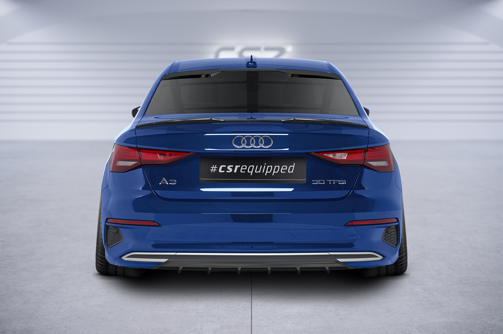 Diffuseur / Ajout de parechoc arrière pour Audi A3 8Y berline (finition de base et advanced) (depuis 2020) - Fabriqué en ABS (6 finitions au choix)