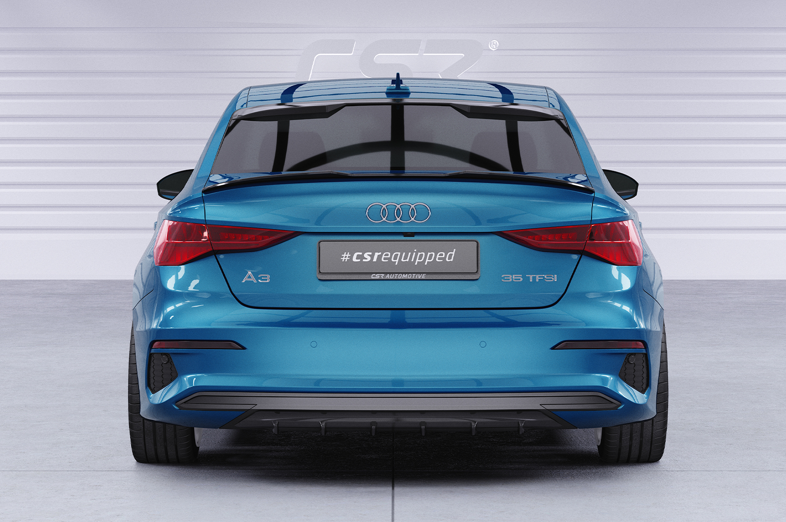 Diffuseur / Ajout de parechoc arrière pour Audi A3 8Y berline (finition de base et advanced) (depuis 2020) - Fabriqué en ABS (6 finitions au choix)