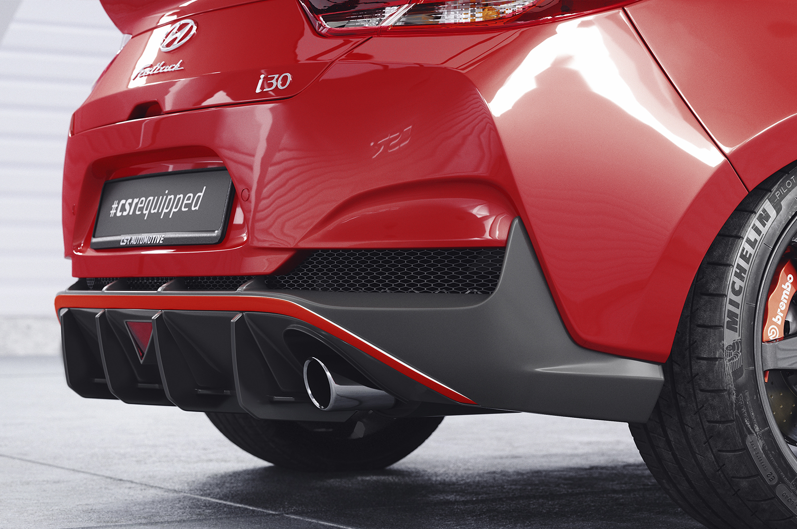 Diffuseur / Ajout de parechoc arrière pour Hyundai I30 (PD) Fastback N Performance (facelift) (depuis 2021) - Fabriqué en ABS 10mm (à peindre ou polir)