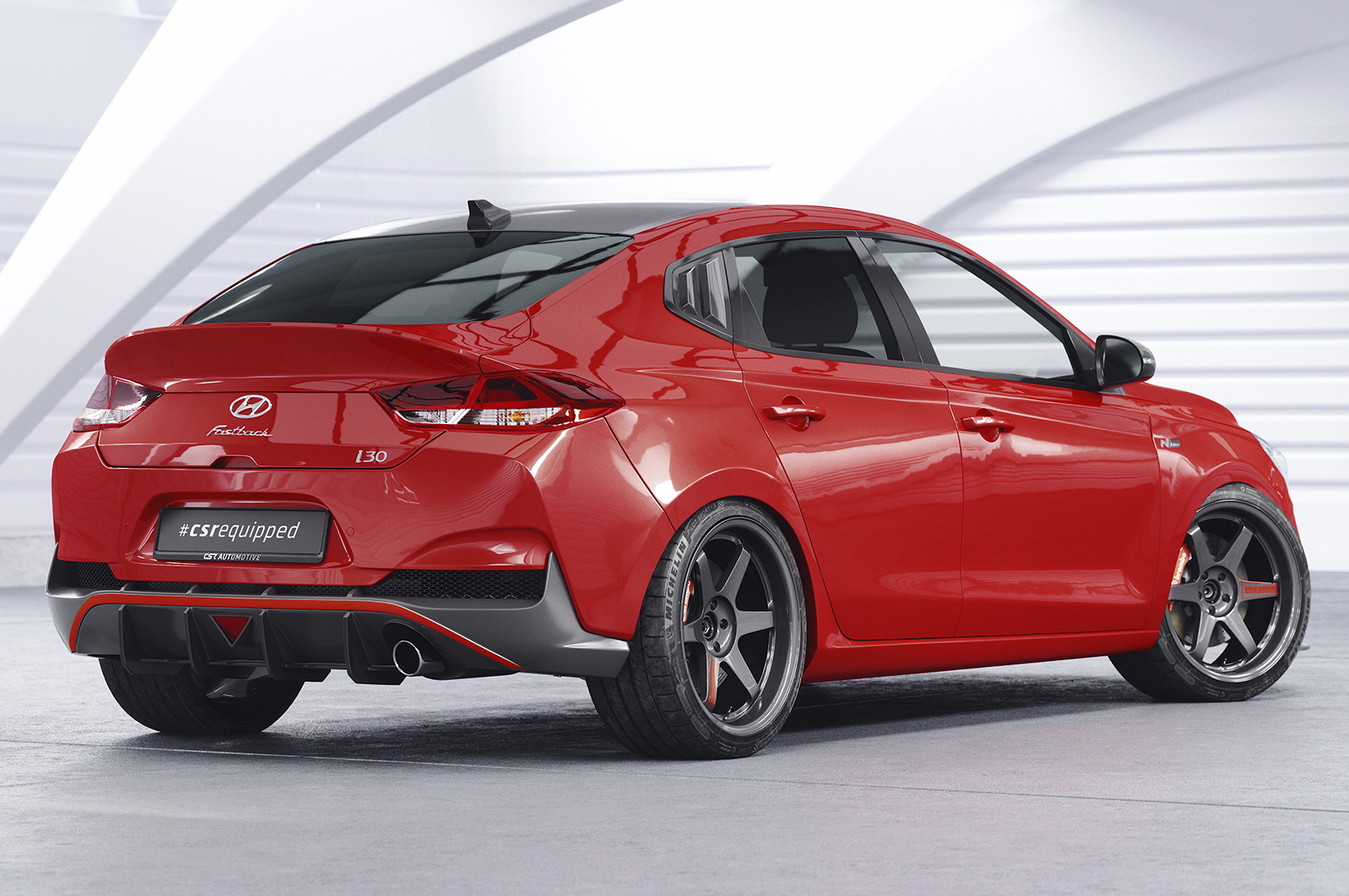 Diffuseur / Ajout de parechoc arrière pour Hyundai I30 (PD) Fastback N Performance (facelift) (depuis 2021) - Fabriqué en ABS 10mm (à peindre ou polir)