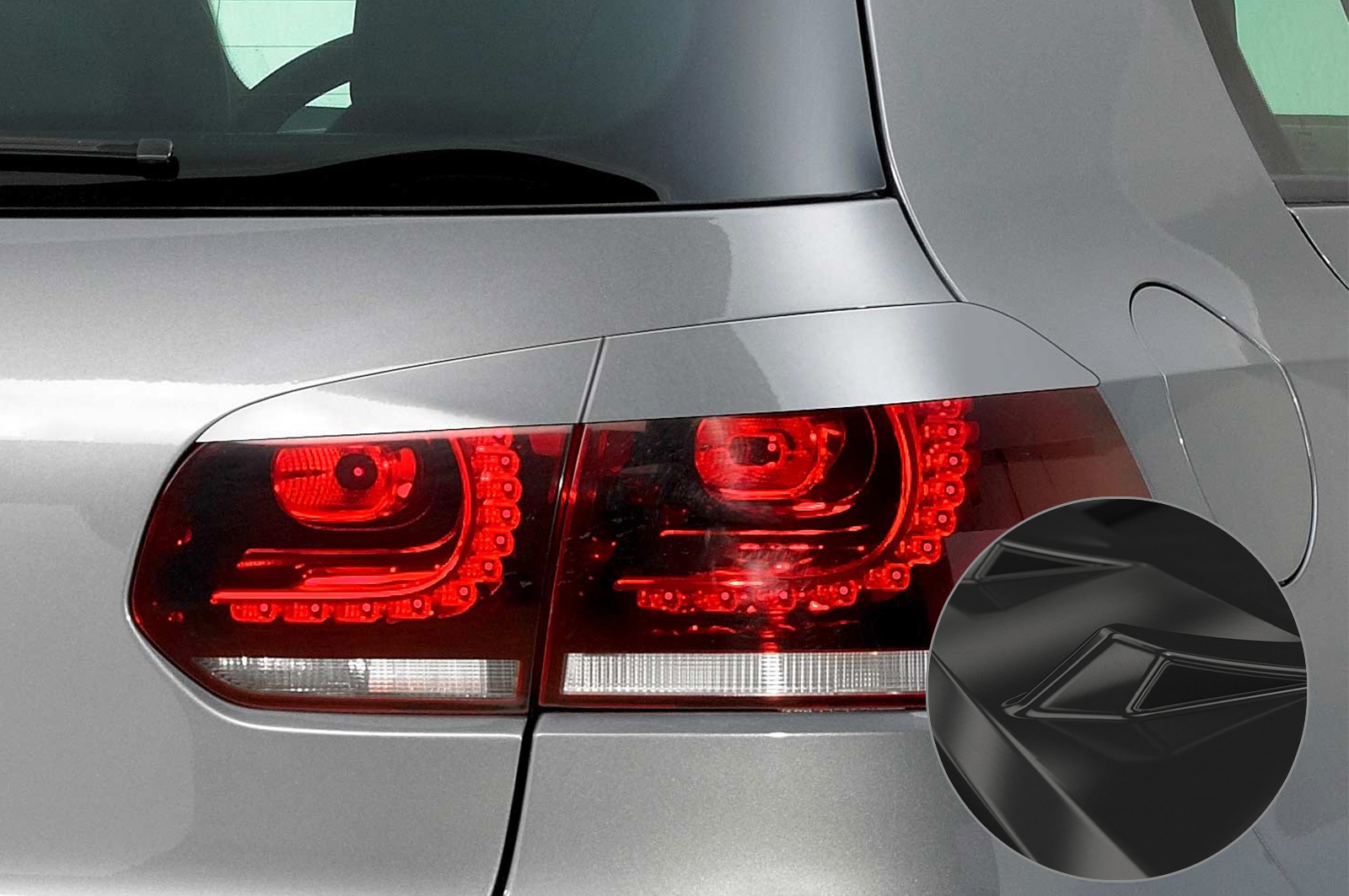 Paupières de phares arrières (la paire) pour VW Golf 6 (2008-2012) - Fabriqué en ABS glossy (Noir brillant)