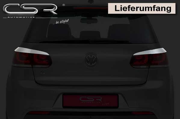 Paupières de phares arrières (la paire) pour VW Golf 6 (2008-2012) - Fabriqué en ABS glossy (Noir brillant)