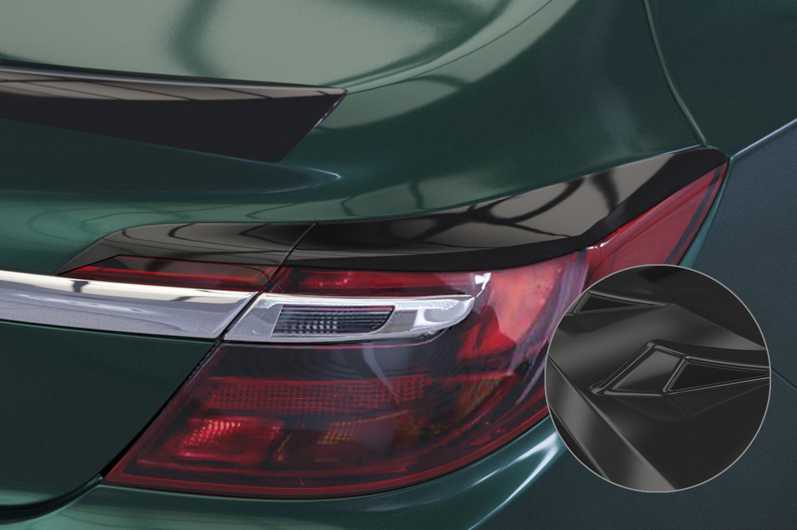Paupières de phares arrières (la paire) pour Opel Insignia A 4 portes (6/2013-2017) - Fabriqué en ABS glossy (Noir brillant)