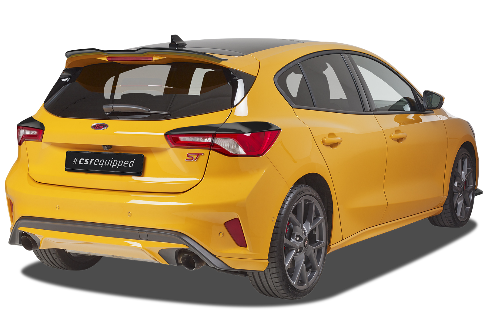 Paupières de phares arrières (la paire) pour Ford Focus MK4 hatchback (depuis 09/2018) - Fabriqué en ABS glossy (Noir brillant)