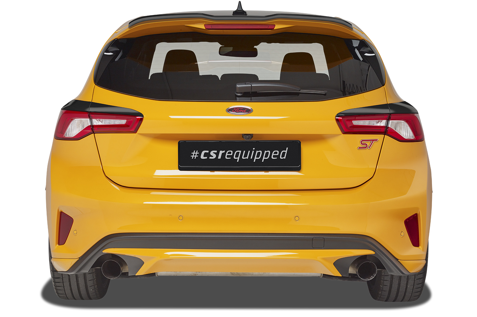 Paupières de phares arrières (la paire) pour Ford Focus MK4 hatchback (depuis 09/2018) - Fabriqué en ABS glossy (Noir brillant)