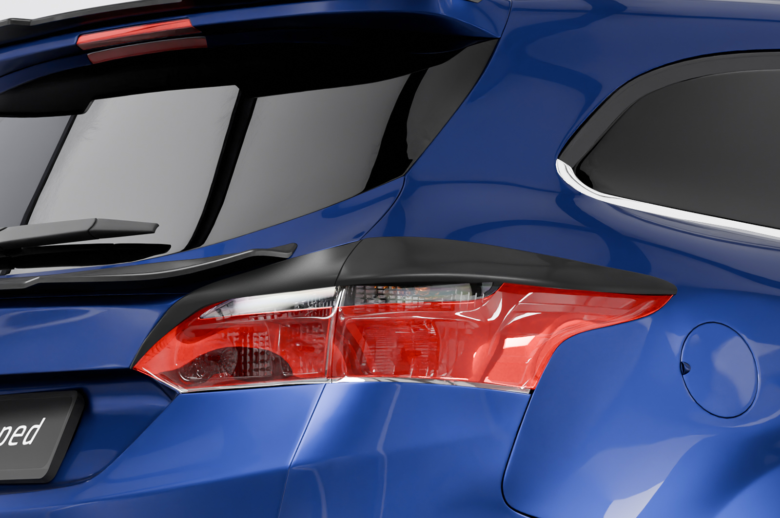 Paupières de phares arrières (la paire) pour Ford Focus MK3 Facelift break (2014-2018) - Fabriqué en ABS glossy (Noir brillant)