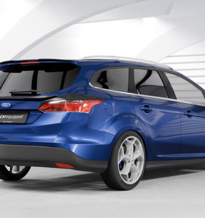 Paupières de phares arrières (la paire) pour Ford Focus MK3 Facelift break (2014-2018) - Fabriqué en ABS glossy (Noir brillant)